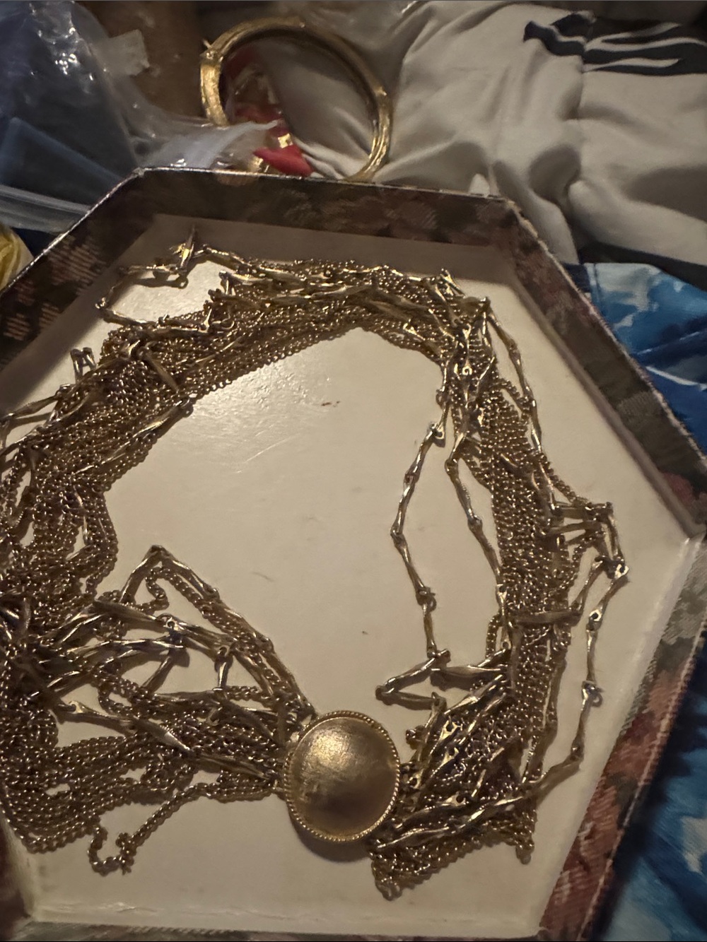 Gold Multi-Strand Medallion Necklace - Women Jewelry